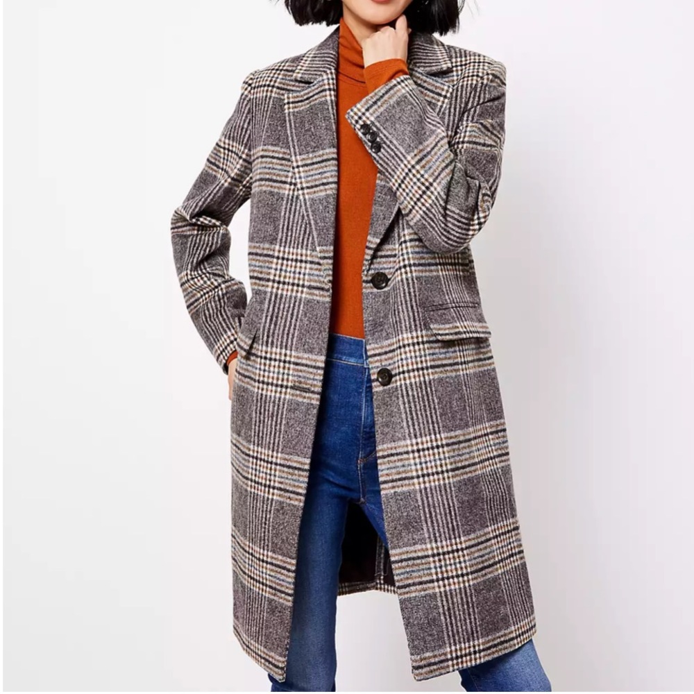 Loft Plaid Coat NWT